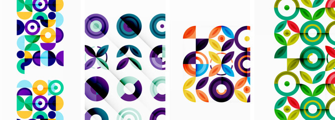 Circles and rings geometric backgrounds. Posters for wallpaper, business card, cover, poster, banner, brochure, header, website