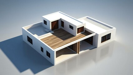 Architecture of 3d rendering modern house on white background. 3d illustration. concept for real estate or property