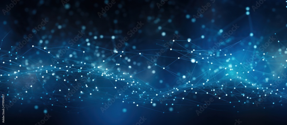 Wall mural network wave of dots and weave lines. abstract pastel background for design on the topic of cyberspa