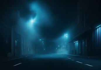 A dark empty street dark blue background