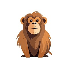 A graphic illustration of a brown monkey with a thoughtful expression.