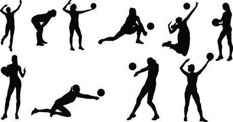 Woman volleyball player silhouette illustration