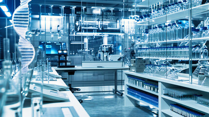 Modern Pharmaceutical Laboratory with Blurred Equipment, Industrial Medicine Research Facility
