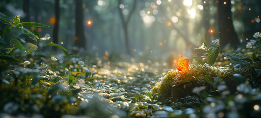 森, 木, 自然, 風景, 光, かすみ, 公園, 緑, 神秘的, ファンタジー, 妖精, 魔法の森, 神秘的な森, 蝶々, 季節, 装飾物,forest trees nature landscape light haze park green mystical fantasy fairy magic forest mystical forest christmas season ornam