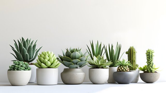 Minimalist Succulent Arrangement: Create a modern and minimalist ambiance with this image featuring an artistic arrangement of various succulent plants, their unique shapes and textures adding visual 