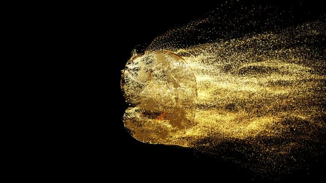 number nine or 9 realistic 3d gold with particle dust effect on black background. fill with golden particles. 4k abstract Footage