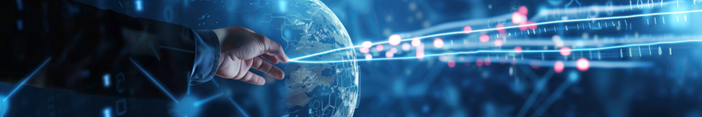 web banner for global connection in business , information and trade