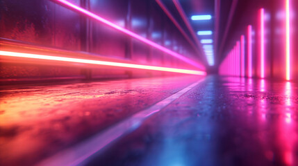 neon lines in the dark background, in the style of dark pink and dark azure, light white and light purple, light-filled, 8k 3d, light cyan and bronze, art deco-inspired, light red and indigo  - obrazy, fototapety, plakaty