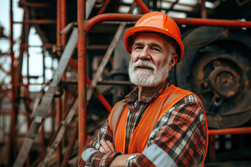 Mature worker working at construction site