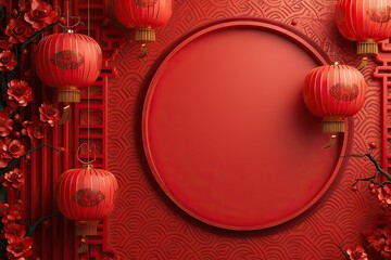Chinese New Year Template with Circle Frame