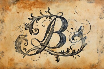 An intricate and expressive letter b dances with the strokes of a skilled artist's hand, bringing a touch of whimsy to the blank canvas