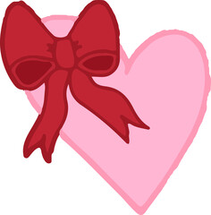 heart with ribbon bow pink red