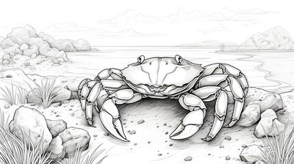 blue crab manual watercolor drawing illustration - obrazy, fototapety, plakaty