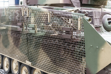 metallic grid, military vehicle detail, camouflage