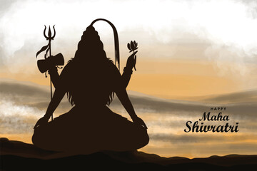 Lord shiva shankar mahadev for happy maha shivratri blessing card design