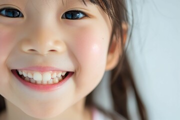 歯並びの綺麗な笑顔の子供の写真（矯正 ・ 歯列矯正 ・ マウスピース矯正 ・ホワイトニング・ 小児歯科・かみ合わせ）	

