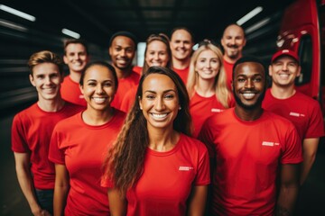 Portrait of a diverse group of workers in moving company