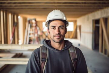 Portrait of a young hispanic construction worker
