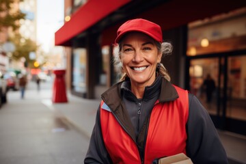 Portrait of a middle aged delivery woman