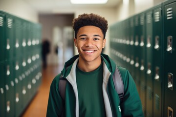 Fototapeta premium Portrait of a smiling male high school student