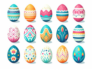 Assorted Colored Eggs on a White Background