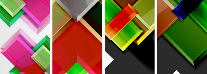 Color glass glossy square composition poster set for wallpaper, business card, cover, poster, banner, brochure, header, website