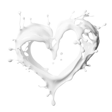Heart shaped milk splash isolated