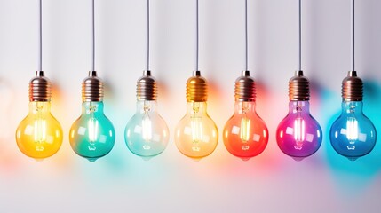 colored light bulbs in lgbt style on a white background