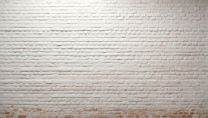 Panoramic background of wide old white brick wall texture. Home or office design backdrop