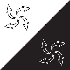 Outward arrow icon vector. Four Arrows icon sign symbol in trendy flat style. Arrow pointing outward vector icon illustration isolated on white and black background