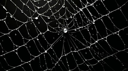 Natures Lace: Intricate Spiderweb with Dew Drops in the Morning