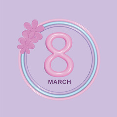 International Women's Day concept. Realistic 3d object cartoon style. Vector colorful illustration. 