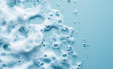 Foamy Bliss: Thick Shampoo Spot on Blue Background