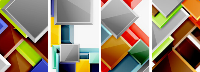 Color glass glossy square composition poster set for wallpaper, business card, cover, poster, banner, brochure, header, website