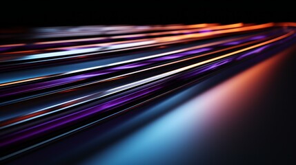 Urban Speed: Abstract Background with Blurred Lights and Neon Rays in a Dark Tunnel