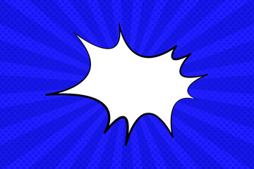 Comic blue background with explosion line icon. Drawing, superhero, magazine, caricature, style. Vector line icon for business and advertising