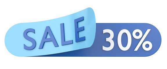 Thirty percent sale. 30% sale. 3D illustration.