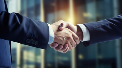 Businessmen making handshake with partner, greeting, dealing, merger and acquisition, business cooperation concept