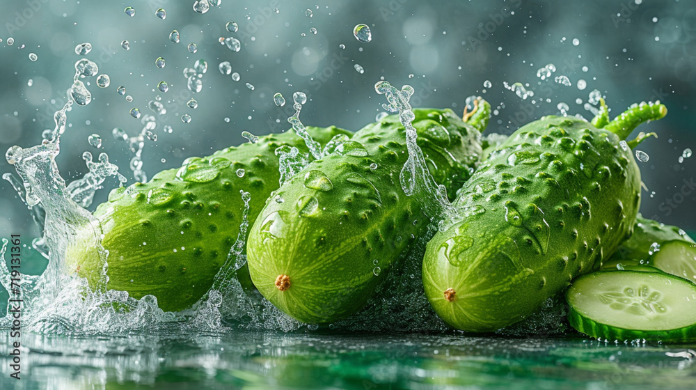 Canvas Prints Very fresh cucumber close-up