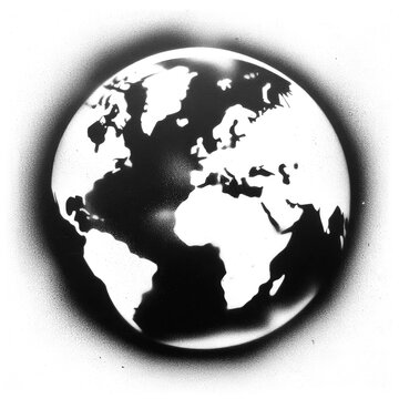 planet earth in stencil-art style,black and white, generative ai
