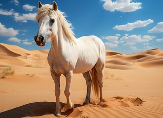 Obraz na płótnie Canvas White horse in the desert.