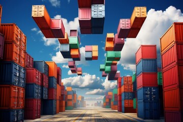 Container Cosmos surreal world where containers transform into cosmic wonders, glowing with an ethereal light, blending realms of mundane and extraordinary. Generative AI.