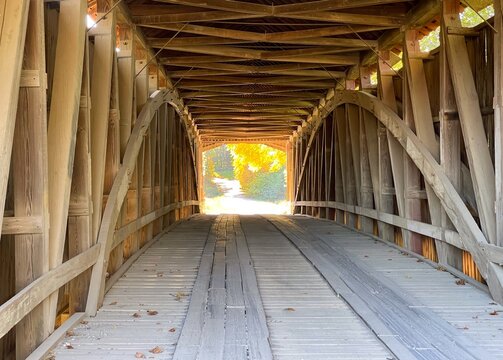 A covered bridge construction elements from a bridge near Rockville, Indiana © Chad
