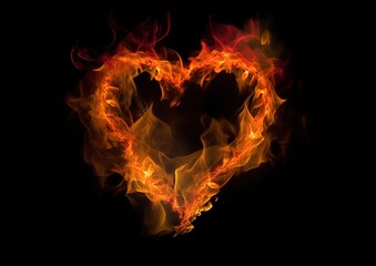 Fototapeta premium Heart made of fire background
