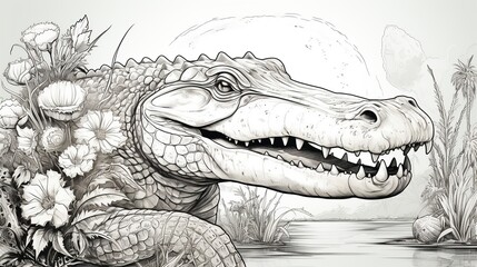 Crocodile sketch drawing