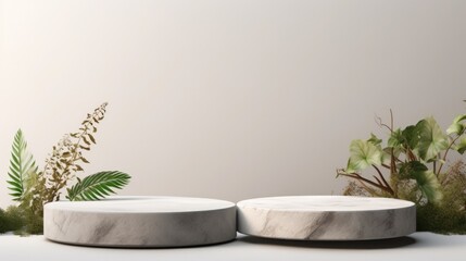 White background of wall with shadows and stone. Free space for your decoration