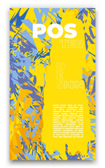 a poster with a yellow background and blue and yellow text