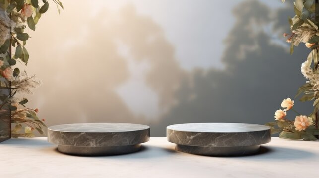 Stone incense sticks in a buddhist temple