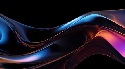Abstract Rainbow Neon Holographic Wavy Silk Texture Textile Dark Background for Presentations HD Wallpapers PC
