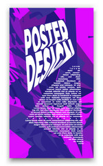a poster design with a purple background and a purple background